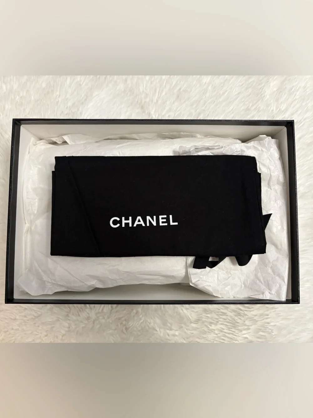CHANEL White and Black Logo Lace-Up Sneakers